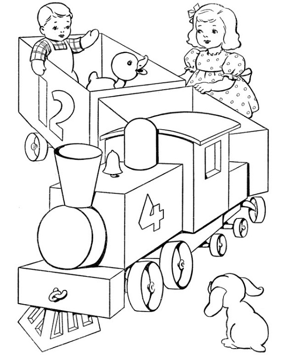 نقاشی کودکانه قطار برای رنگ آمیزی