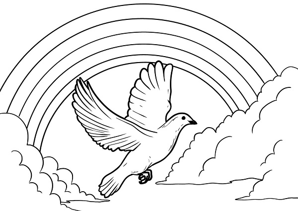 نقاشی کبوتر در حال پرواز