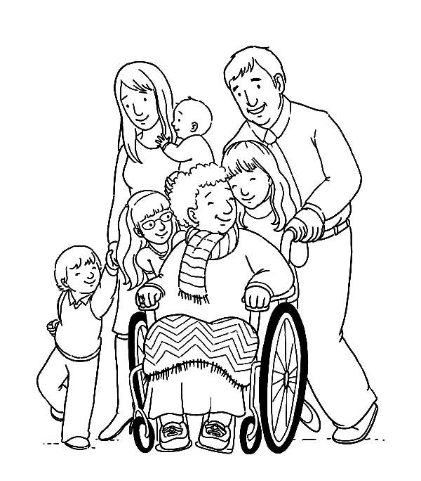 نقاشی خانواده شاد با مادربزرگ