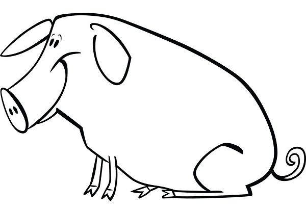 نقاشی کودکانه خوک برای رنگ آمیزی