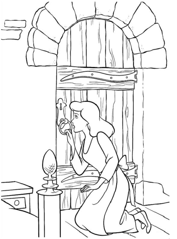 نقاشی سیندرلا در خانه برای رنگ آمیزی