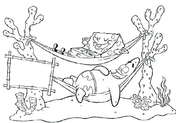 نقاشی کودکانه پاتریک و باب اسفنجی برای رنگ آمیزی