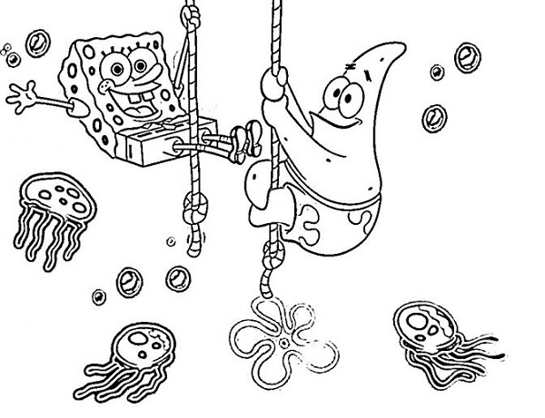 نقاشی پاتریک و باب اسفنجی برای کودکان