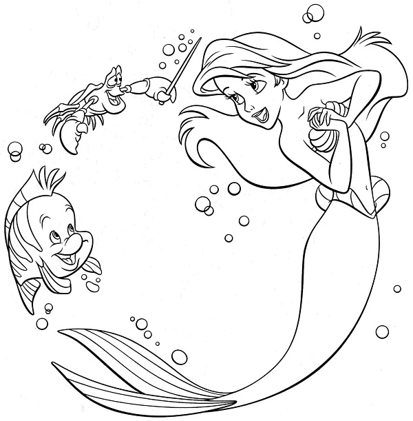 نقاشی پری دریایی کارتونی ، آریل