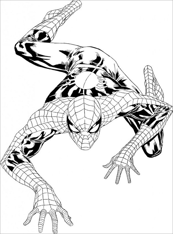 نقاشی مرد عنکبوتی سیاه برای رنگ آمیزی