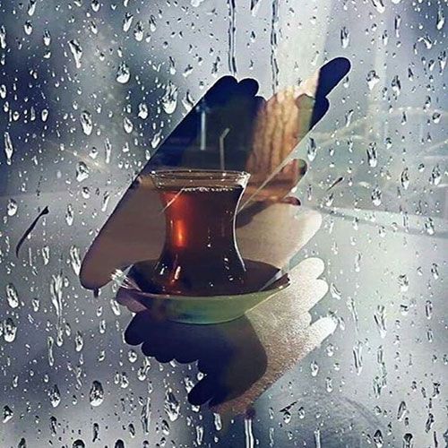 عکس هوای بارانی و لیوان چای برای پروفایل 