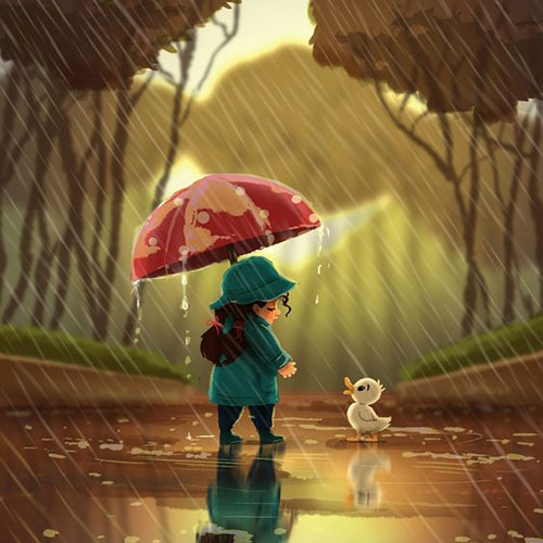 عکس کارتونی پروفایل هوای بارانی