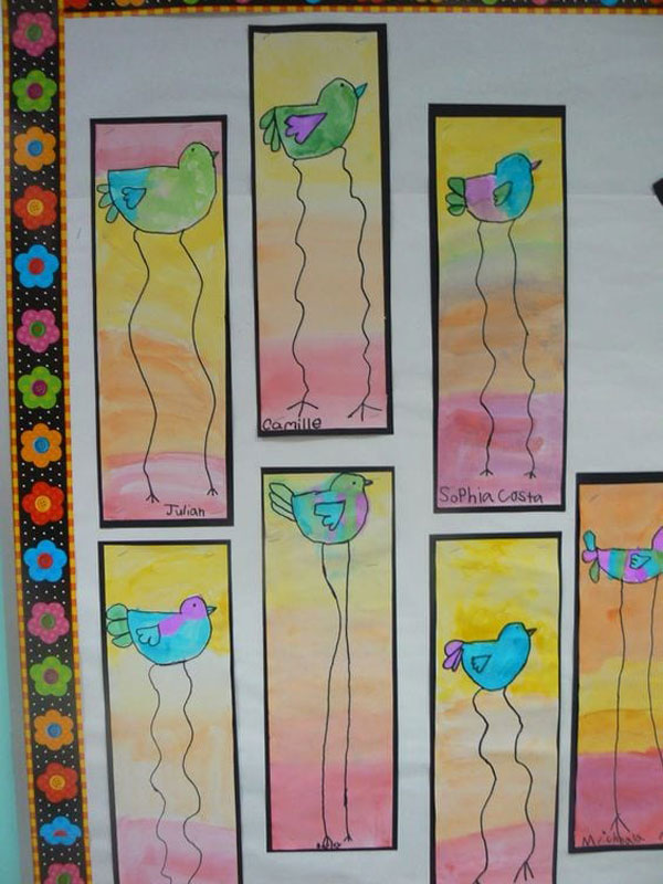 نقاشی پرنده لنگ دراز برای کاردستی کلاس اول