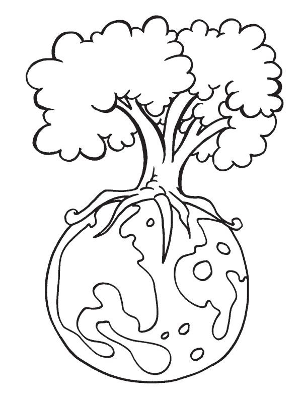 نقاشی کره زمین و درخت