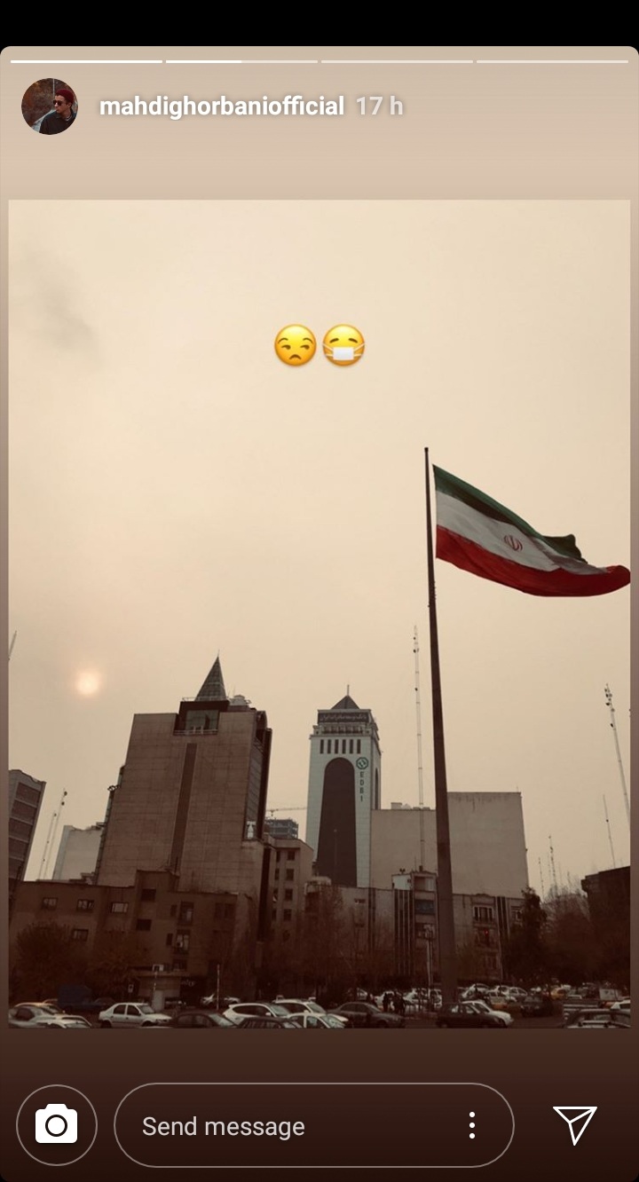 استوری هنرمندان در اینستاگرام برای آلودگی هوای تهران