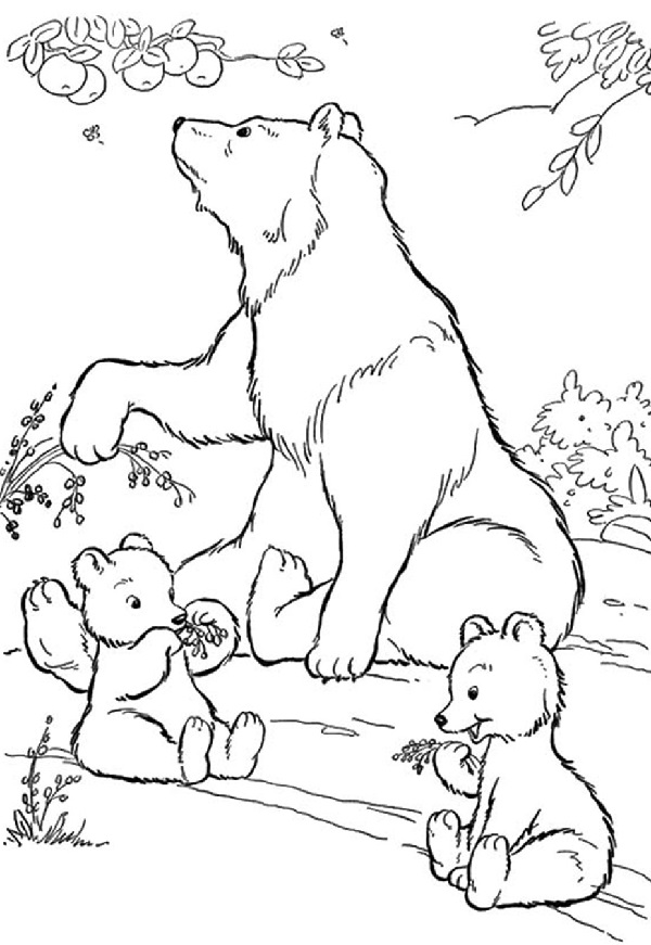 نقاشی خرس مادر به همراه بچه خرس