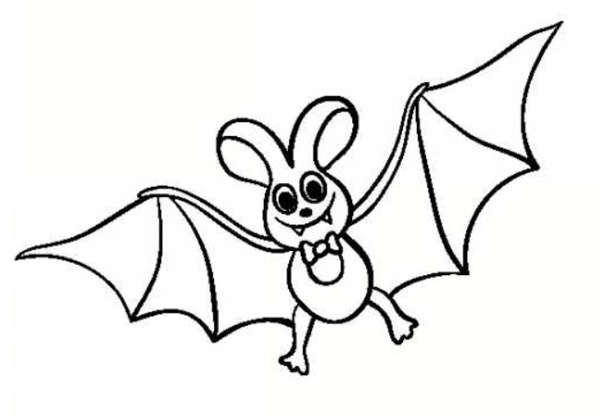 نقاشی بامزه خفاش کودکانه برای رنگ آمیزی