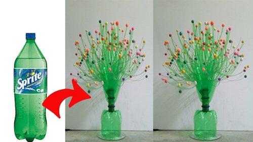 کاردستی درخت گل با بطری پلاستیکی