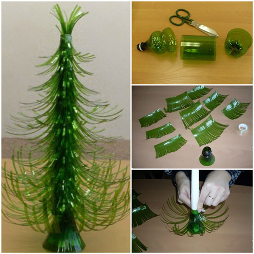 کاردستی درخت کریسمس با بطری پلاستیکی