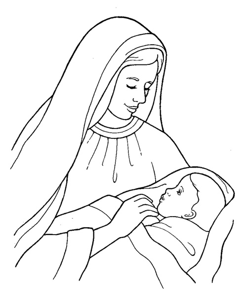 نقاشی حضرت مریم و عیسی کودکانه 