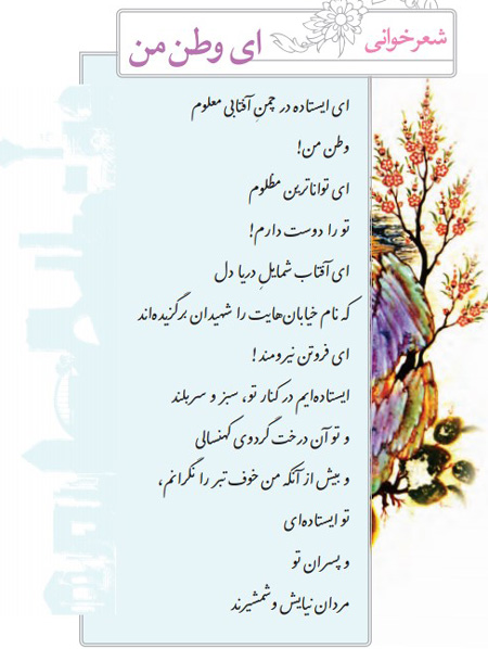 معنی شعر ای وطن من فارسی هشتم