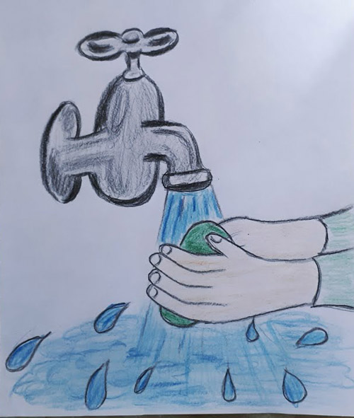 نقاشی دست شستن کودکانه