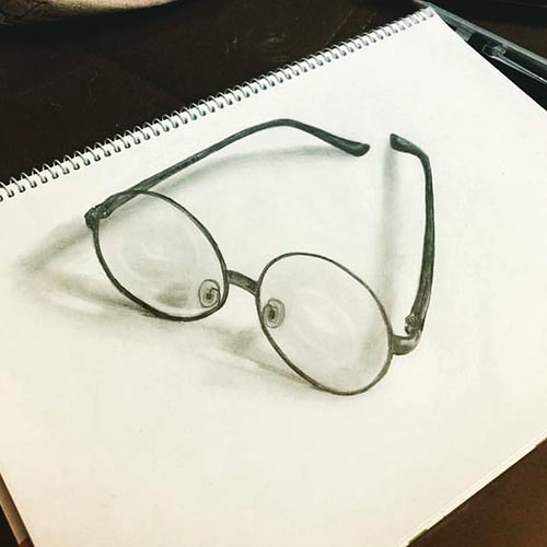 نقاشی سه بعدی ساده عینک 