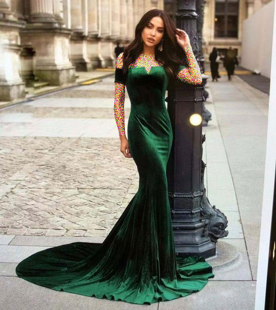 مدل لباس مجلسی سبز بلند