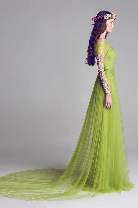 مدل لباس مجلسی سبز لیمویی بلند