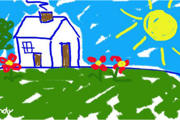 نقاشی کودکانه ساده، نقاشی خانه