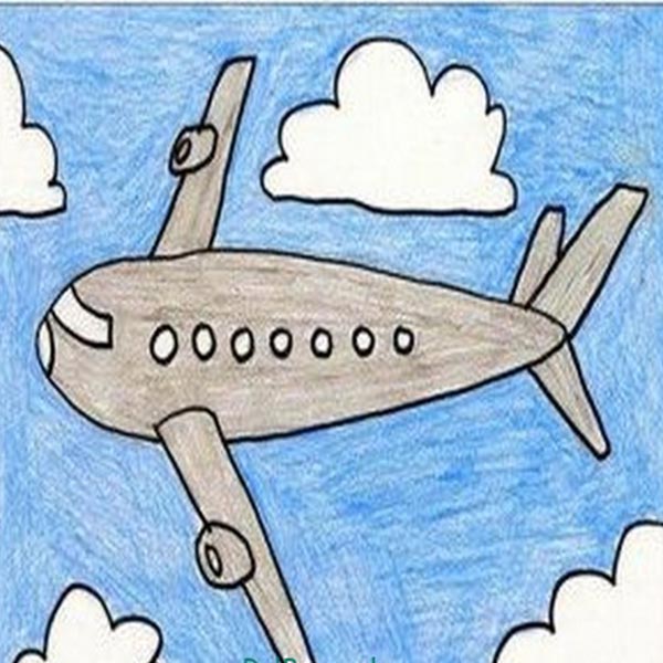 نقاشی کودکانه هواپیما