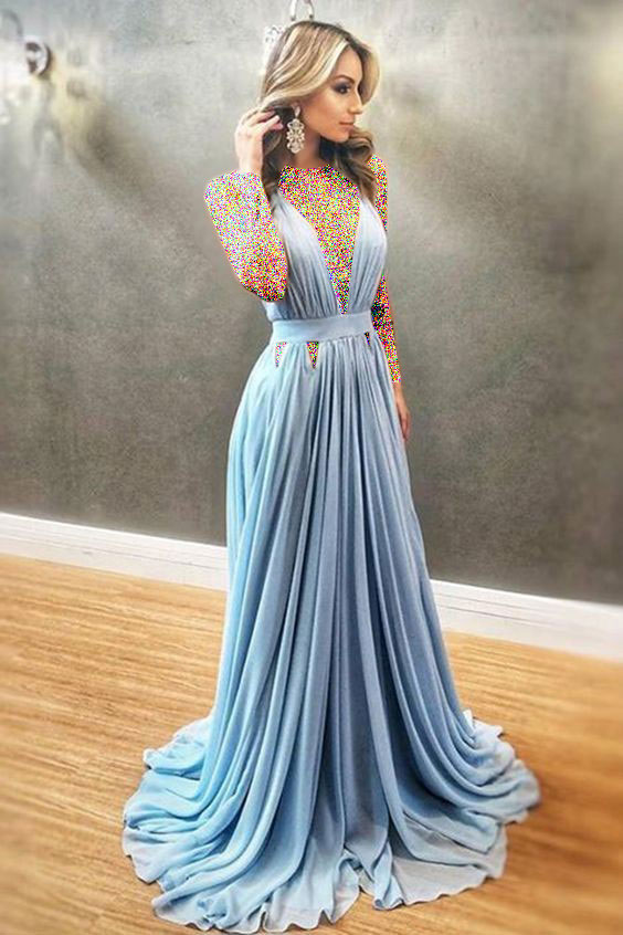 مدل لباس مجلسی آبی بلند
