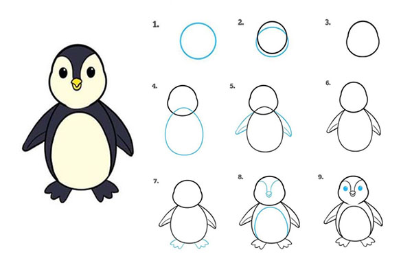 نقاشی پنگوئن کودکانه