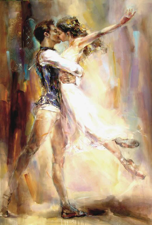 نقاشی رقص باله دونفره عاشقانه
