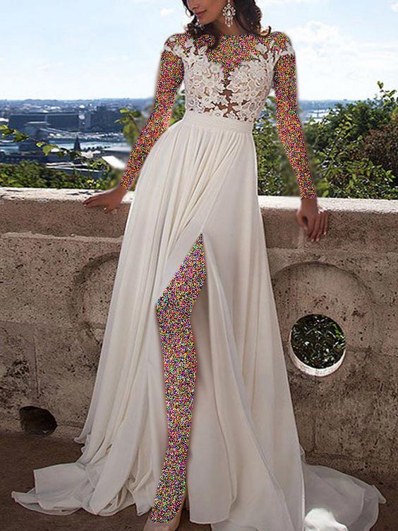 لباس عروس ایتالیایی با دامن چاک دار
