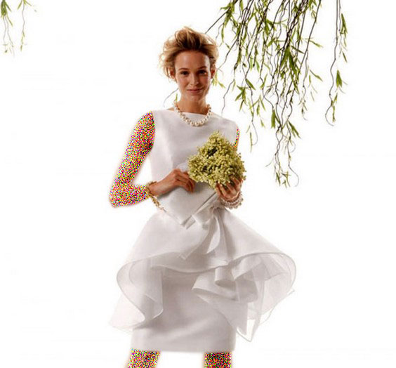 لباس عروس ایتالیایی با پارچه ساتن سفید