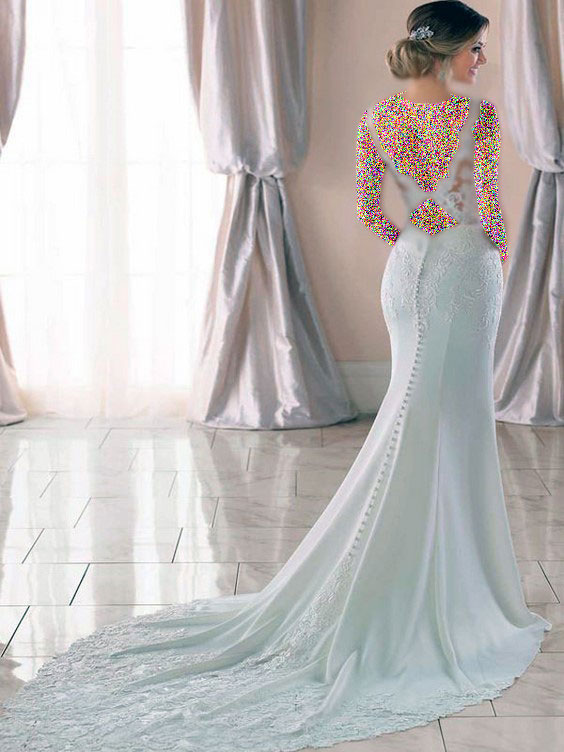لباس عروس آستین حلقه‌ای پشت‌باز زیبا و شیک