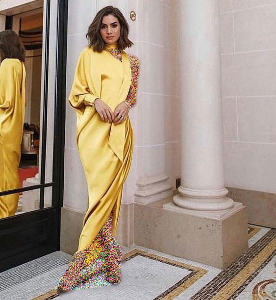 مدل لباس مجلسی ساتن زرد