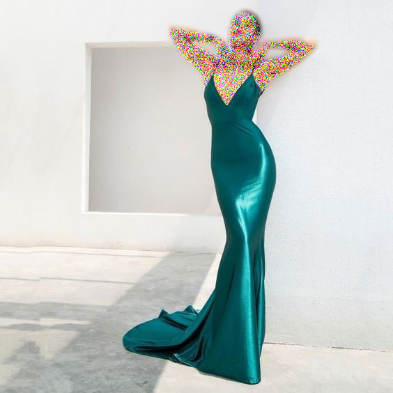 مدل لباس مجلسی ساتن بلند سبز آبی
