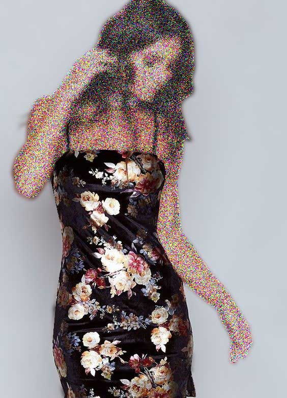 مدل لباس مجلسی ساتن مشکی گلدار