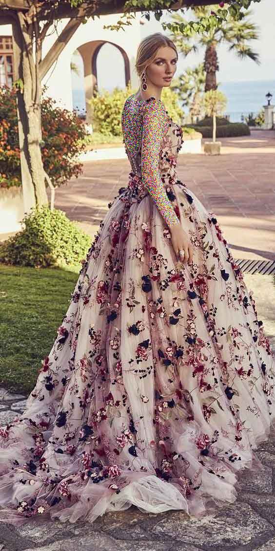 مدل‌ لباس مجلسی بلند گلدار