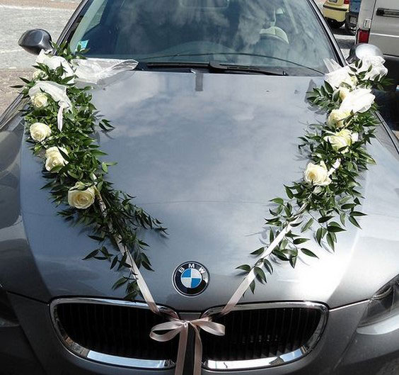 مدل ماشین عروس با تزیین گل رز 