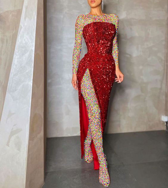 مدل لباس شب پولکی قرمز