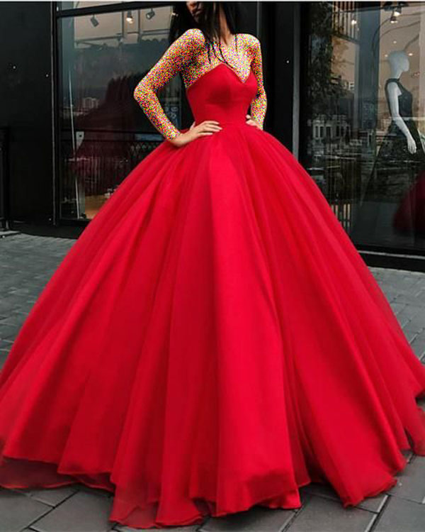 لباس نامزدی قرمز دکلته دامن پفی