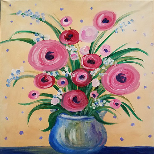 نقاشی ساده از گل و گلدان