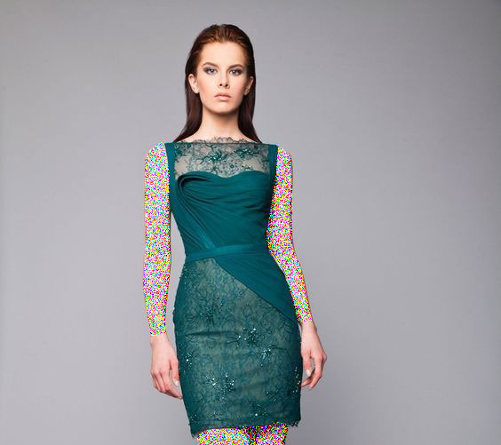 مدل لباس مجلسی گیپور سبز