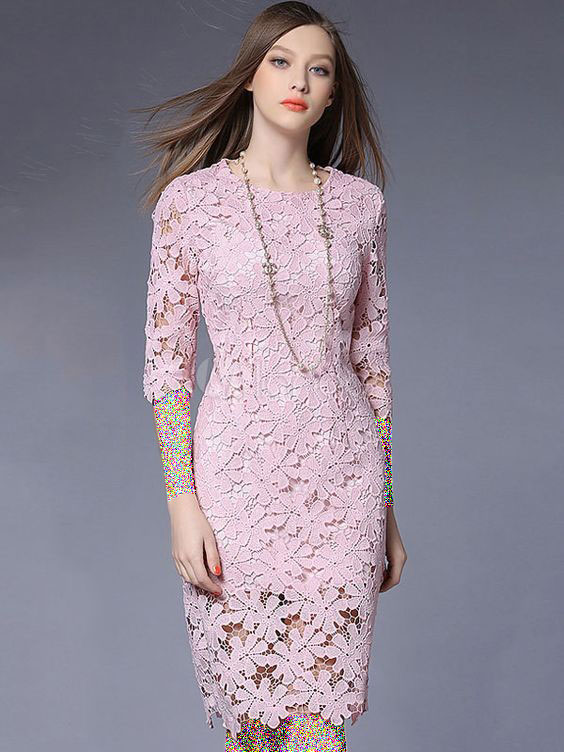 مدل لباس مجلسی گیپور صورتی