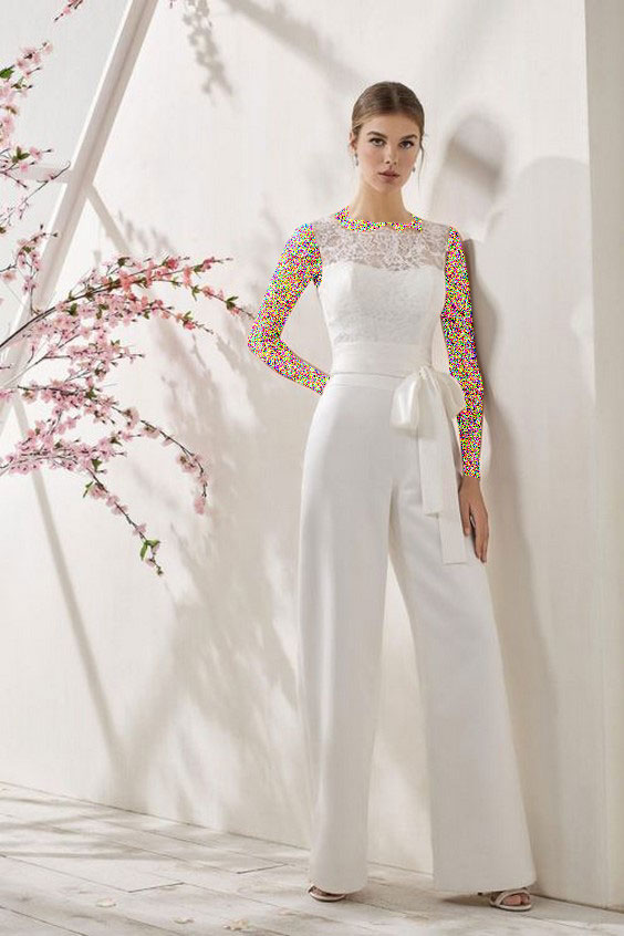 مدل لباس مجلسی گیپور سفید اورال، بیلرسوت سفید