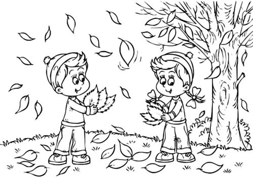 نقاشی پاییز برای رنگ آمیزی کودکان