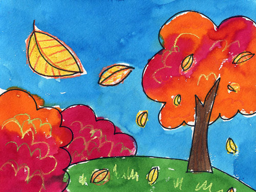 نقاشی پاییز کودکانه