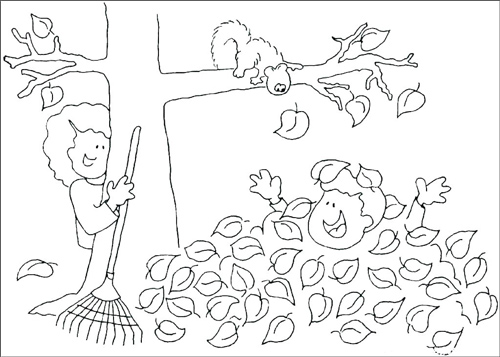 طرح کودکانه پاییز برای رنگ آمیزی