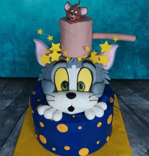 کیک تولد طرح تام و جری پسرانه
