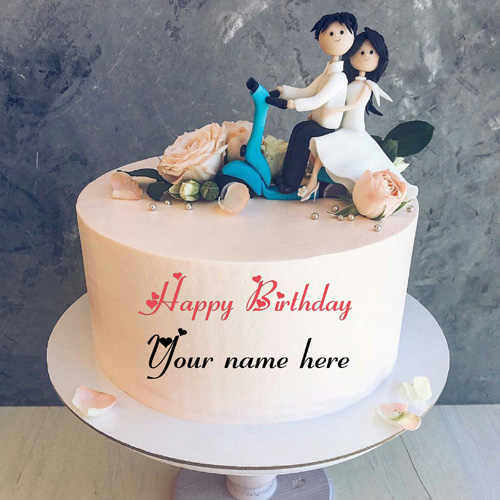 مدل کیک تولد دونفره عاشقانه عروسکی