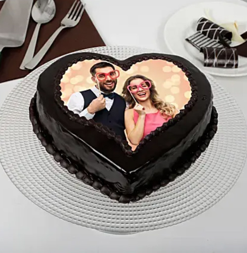 کیک تصویری عاشقانه دونفره با عکس چاپی عاشقانه