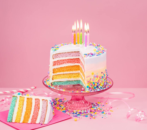 کیک تولد دونفره رنگین کمانی عاشقانه